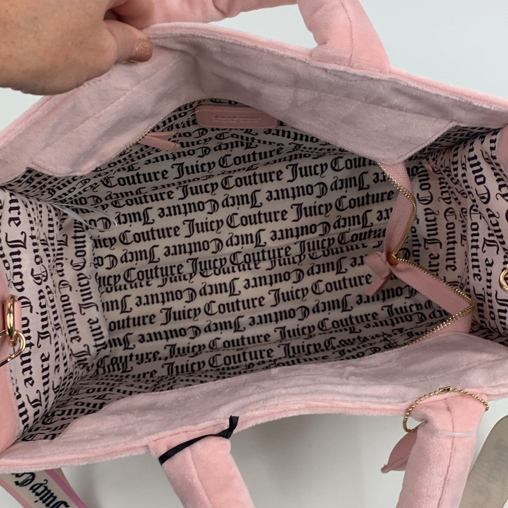 Juicy Couture Blush Pink Diamond Extra Spender Tote Heart Charm Cross strap NEW - Picture 9 of 16
